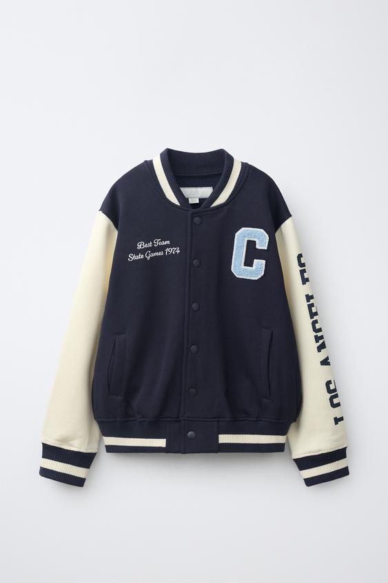 CAZADORA BOMBER VARSITY - Marino de Zara - Imagen 0