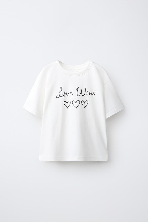 CAMISETA ESTAMPADO CORAZONES - Blanco roto de Zara - Imagen 0