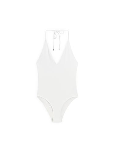 Zara Textured V-neck swimsuit - Oyster-white