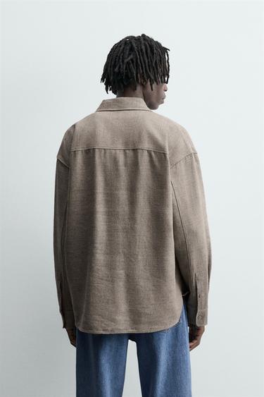 Zara RELAXED FIT TEXTURED SHIRT - Gray