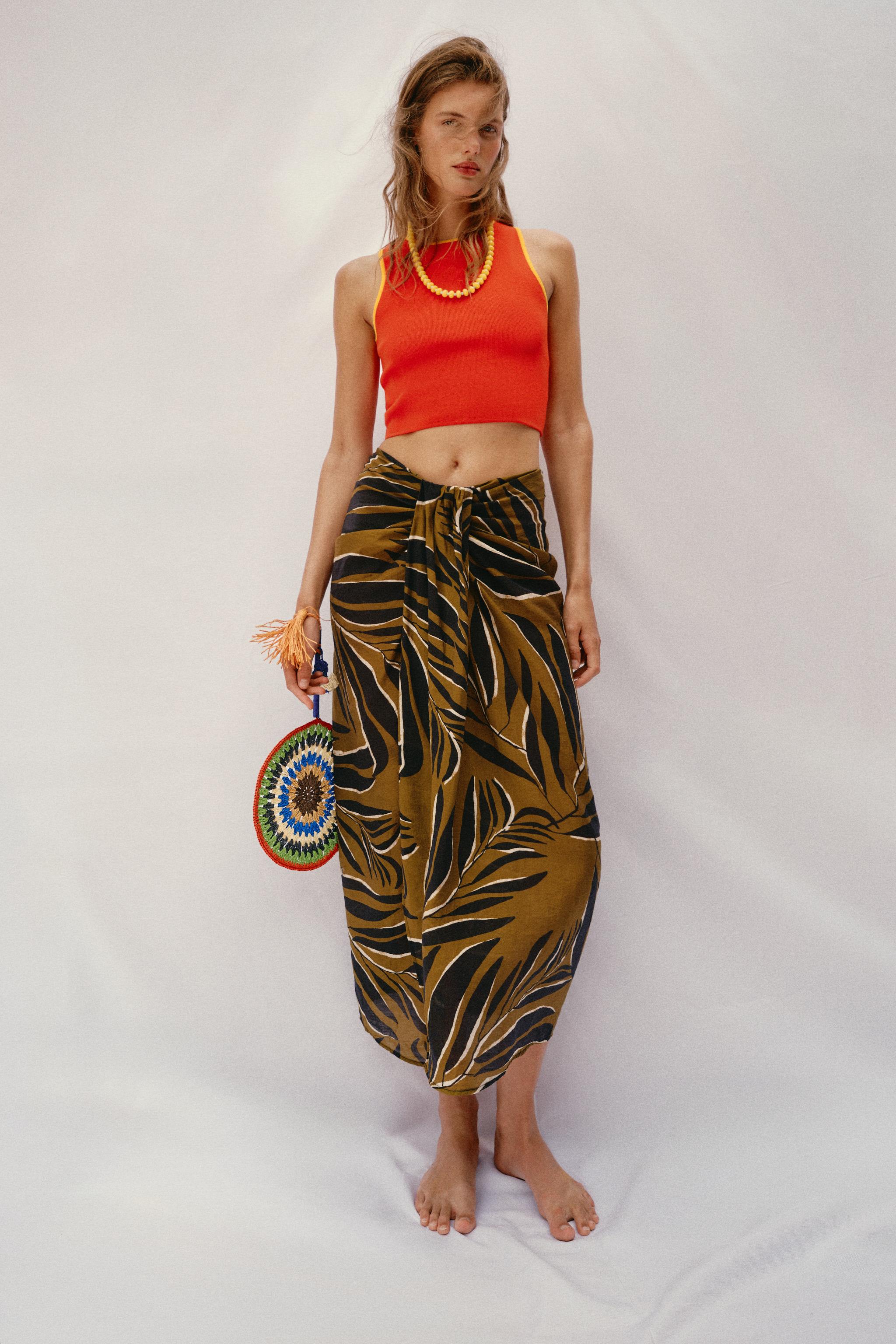 トップス soragjmt CONTRAST PIPING KNIT CROP TOP - Orange | ZARA United States