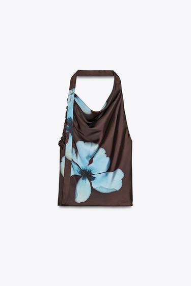 TOP SATINÉ IMPRIMÉ FLEURS - Multicolore de Zara - Image 5