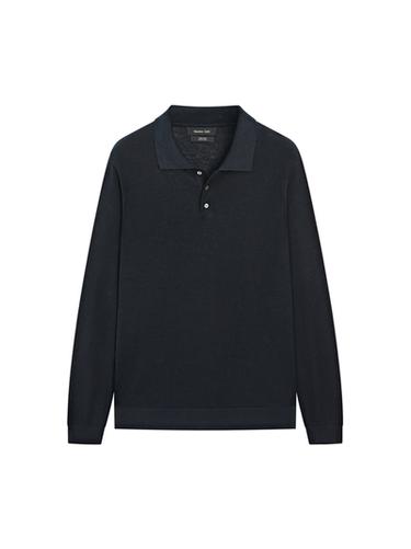 Zara Linen polo collar knit sweater - Navy blue