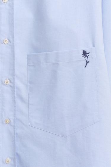 LIMITED EDITION EMBROIDERED OXFORD SHIRT - Light blue by Zara - Image 7