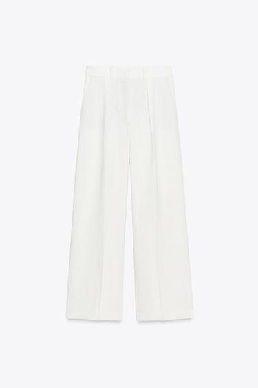 ZW COLLECTION LINEN BLEND TROUSERS - Ecru by Zara