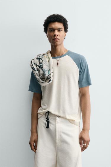 RELAXED FIT COLOUR BLOCK T-SHIRT SAMUEL DE SABOIA X ZARA - Oyster-white by Zara