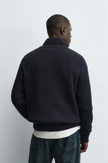CARDIGAN EN MAILLE PERLÉE ZIPPÉ - Bleu marine de Zara - Image 2