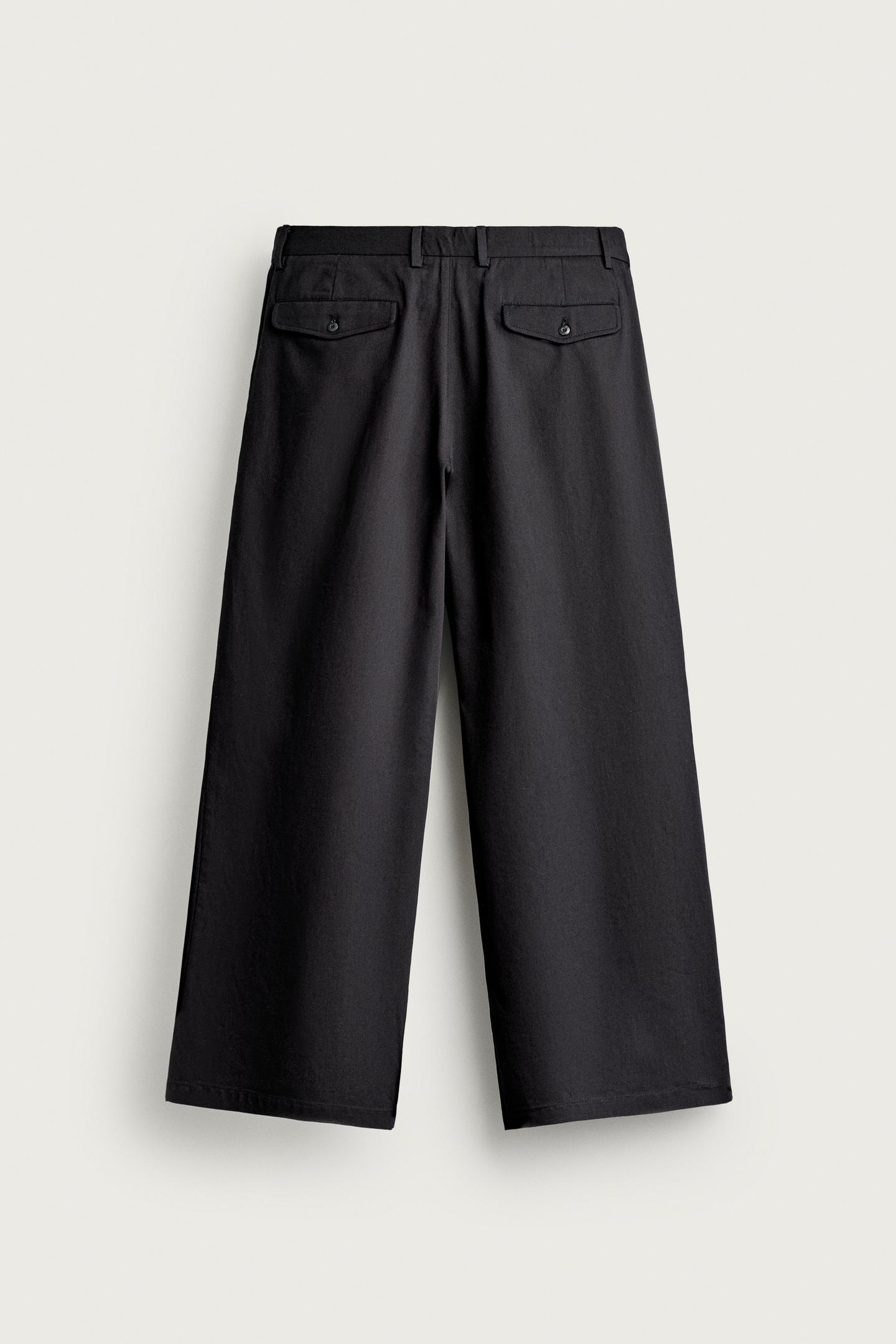 Мужские брюки Zara Relaxed Fit Pleated, цвет: Индиго — фото 6