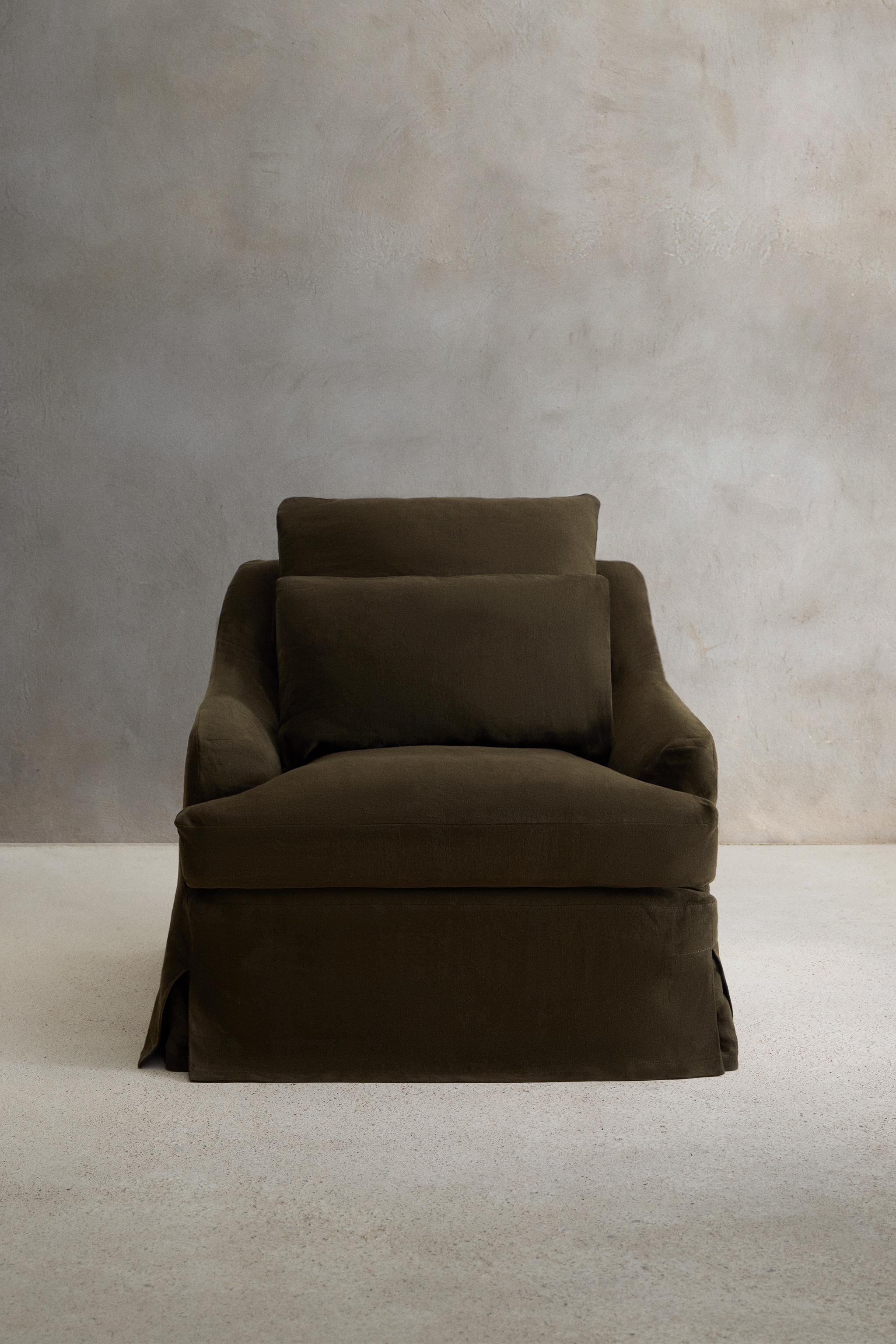 ARMCHAIR 01 LINEN COVER — Khaki