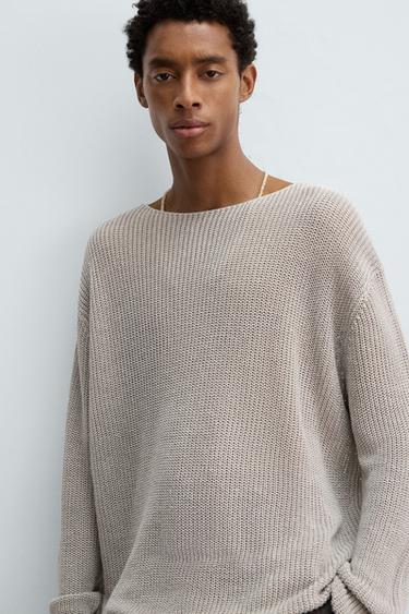 HEMP KNIT JUMPER - Stone by Zara - Image 4