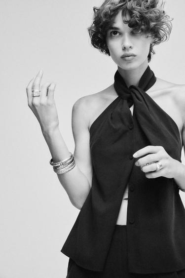 Zara HALTER TOP VEST - Black