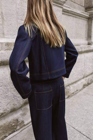 VESTE AVEC SURPIQÛRES À CONTRASTE - Indigo de Zara - Image 2