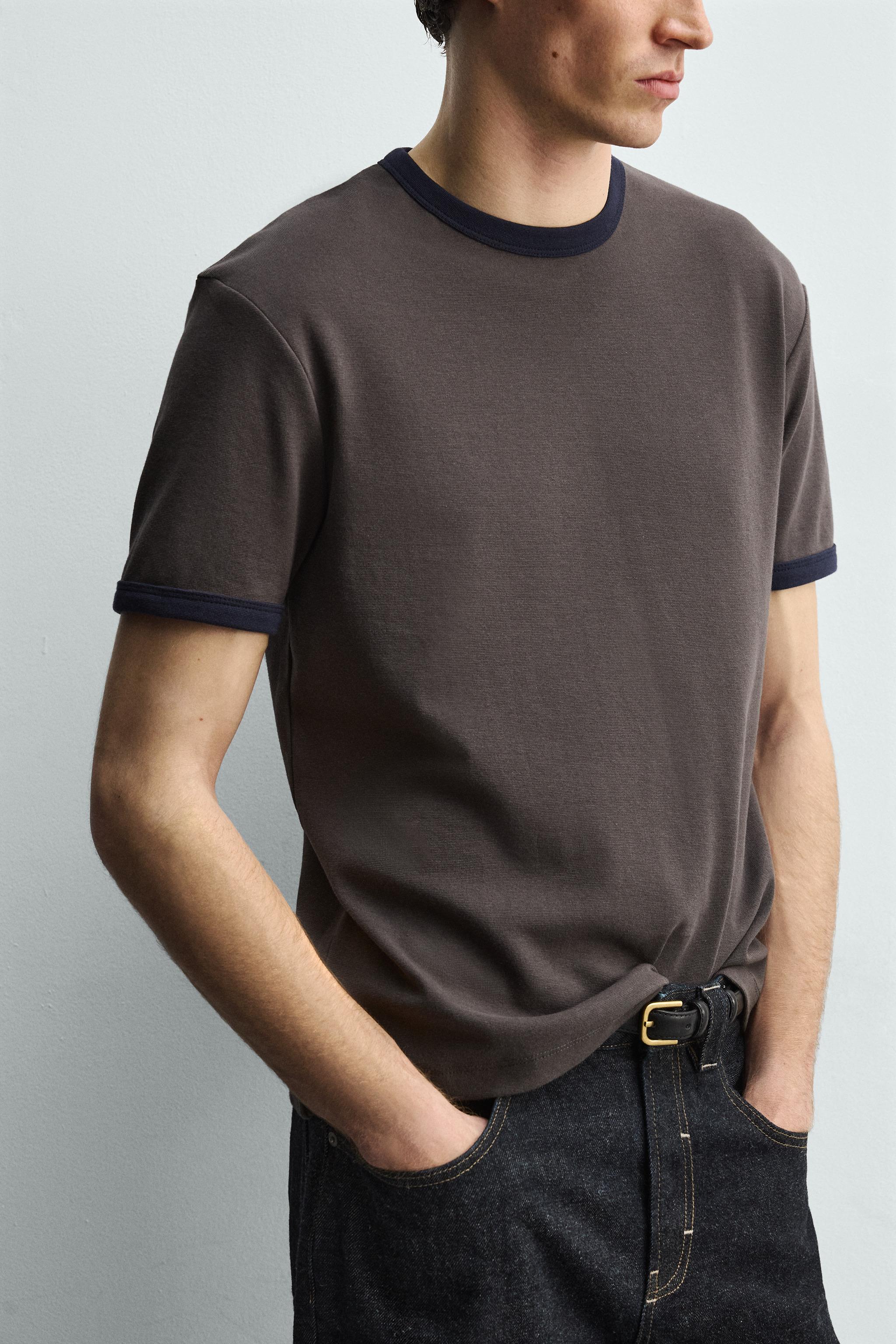 BASIC CONTRAST RIB T-SHIRT