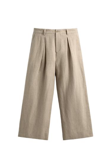 RELAXED FIT PLEATED SUIT TROUSERS - Light beige by Zara