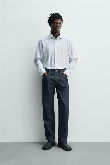 REGULAR FIT SHIRT - White / Sky blue by Zara