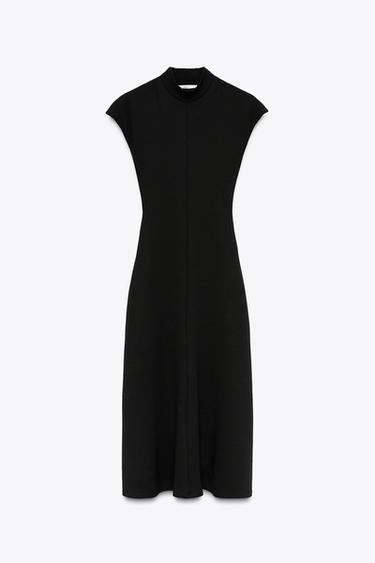 Zara 柔軟中長版洋裝 - 黑色