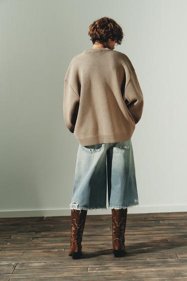 OVERSIZED KNIT SWEATER - Light beige by Zara - Image 5