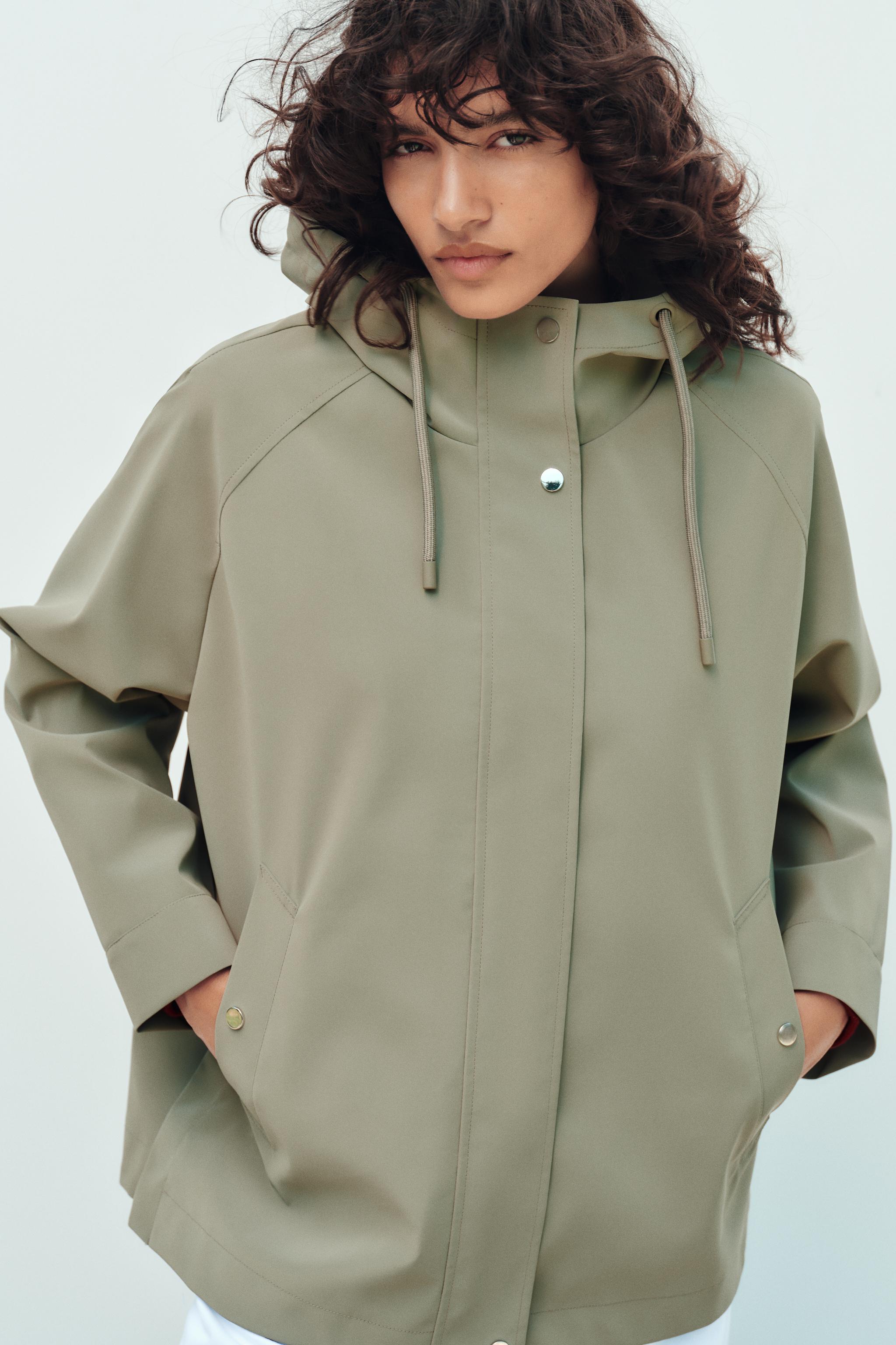 HOODED RUBBERIZED JACKET Light khaki ZARA United States