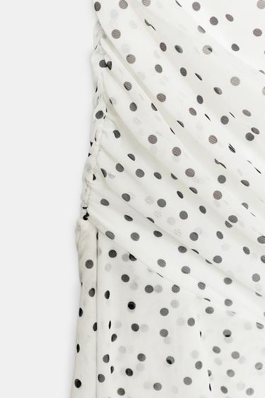MIDI DRESS WITH DOTS - Black / White by Zara - Image 9