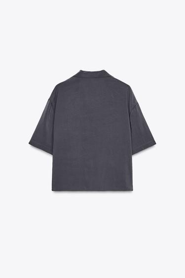 SHORT SLEEVE FLOWING SHIRT - Charcoal grey by Zara