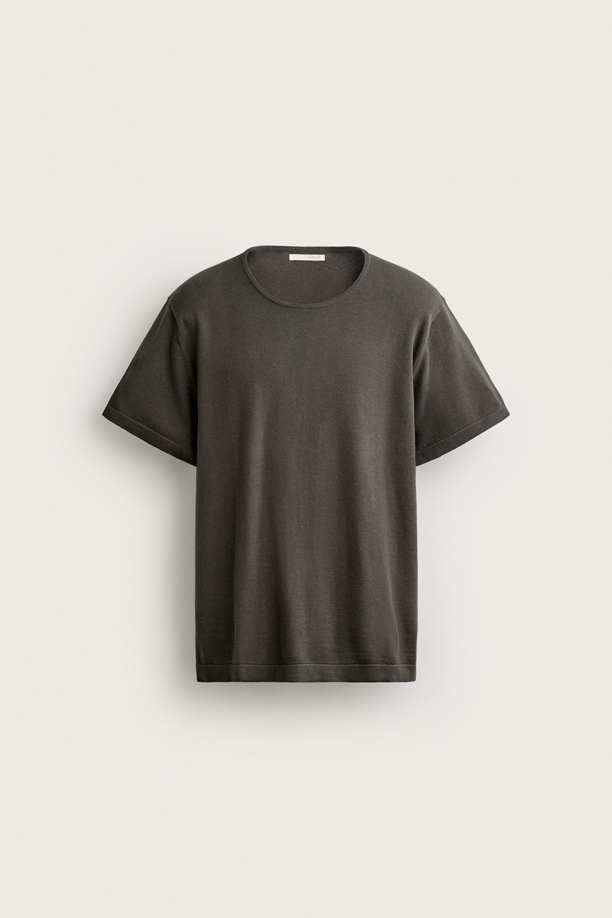 REGULAR FIT KNIT T-SHIRT — Gray green