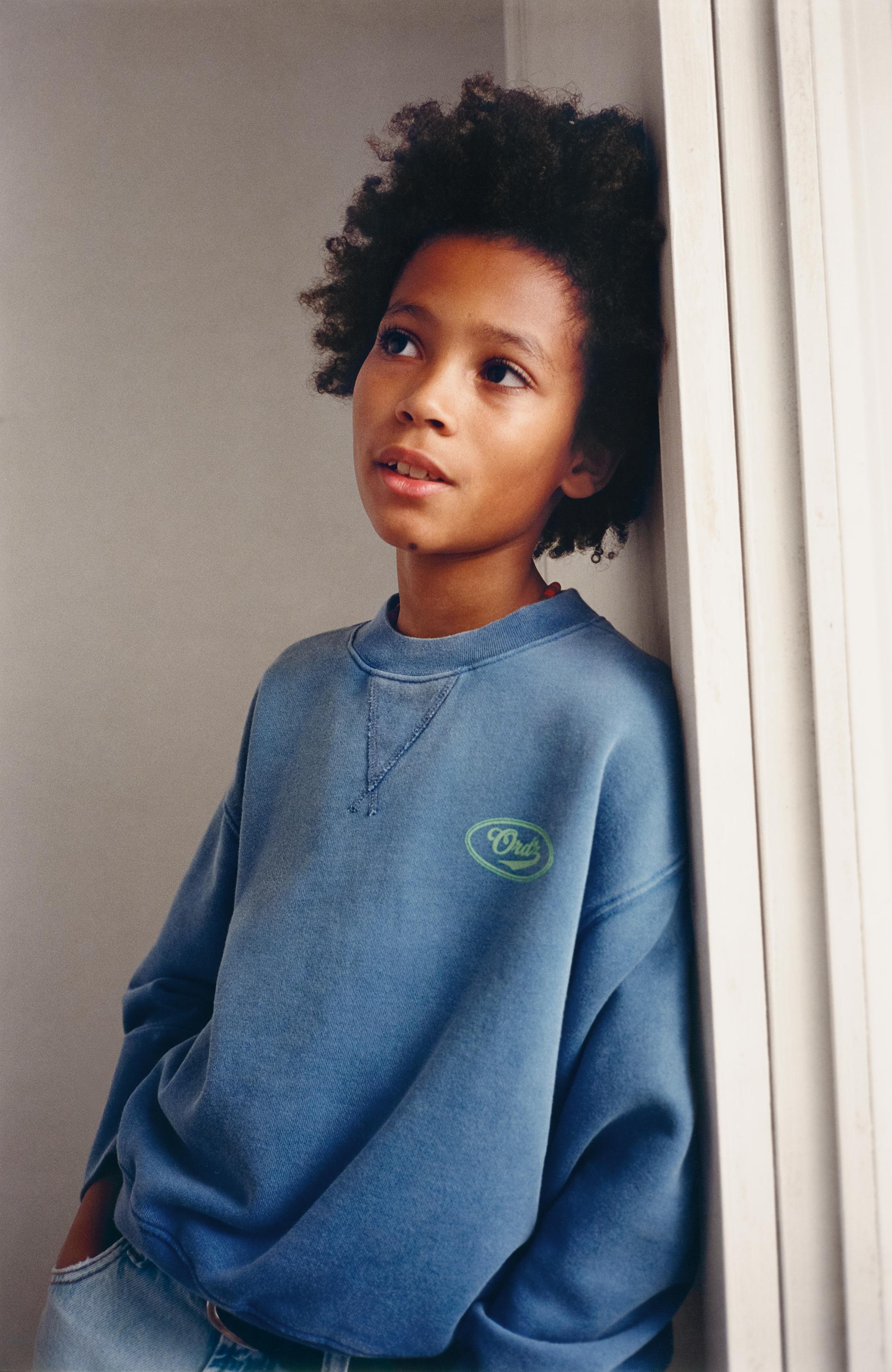 PLAIN LOGO PRINT SWEATSHIRT — Blue / White