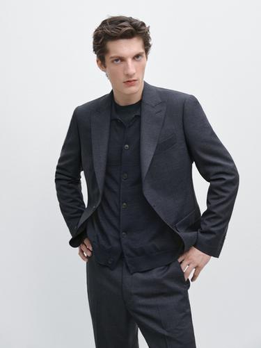 Zara 100% cool wool suit blazer - Indigo