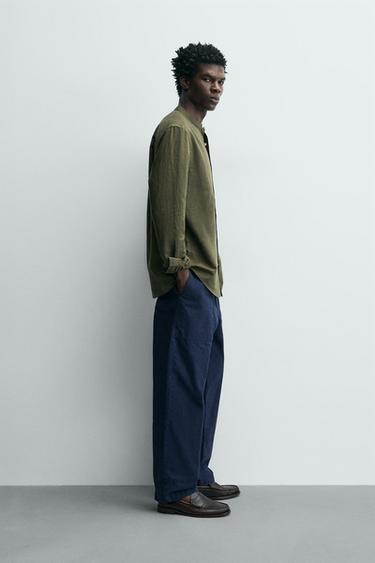 COTTON - LINEN SHIRT - Khaki by Zara - Image 3