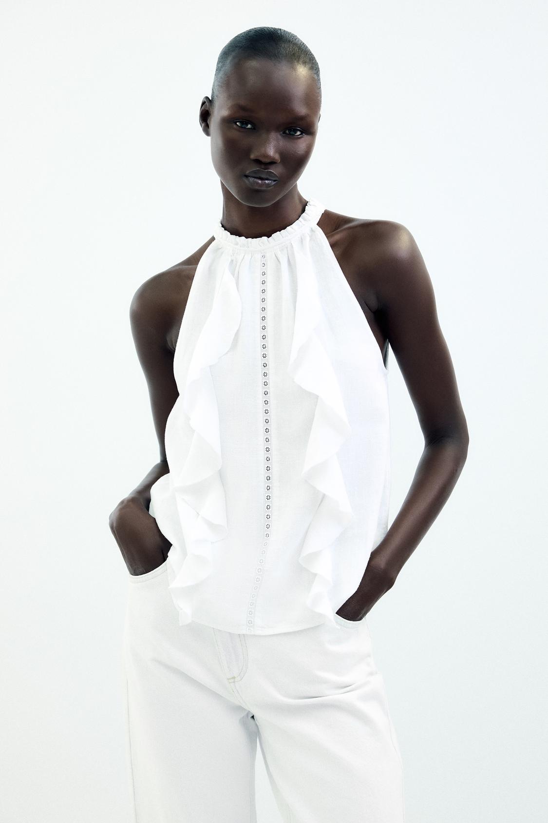 RAMIE RUFFLE HALTER TOP