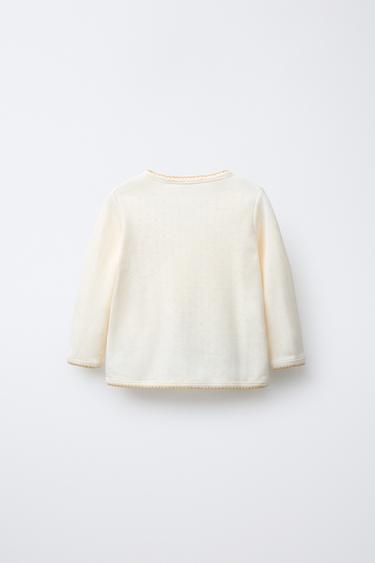 T-SHIRT POINTELLE CHEVAL BRODÉ POINT DE CROIX - Écru clair de Zara - Image 1