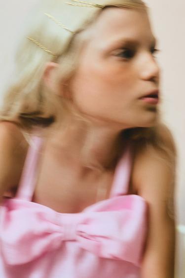 Zara 100% LINEN BOW TOP - Pink