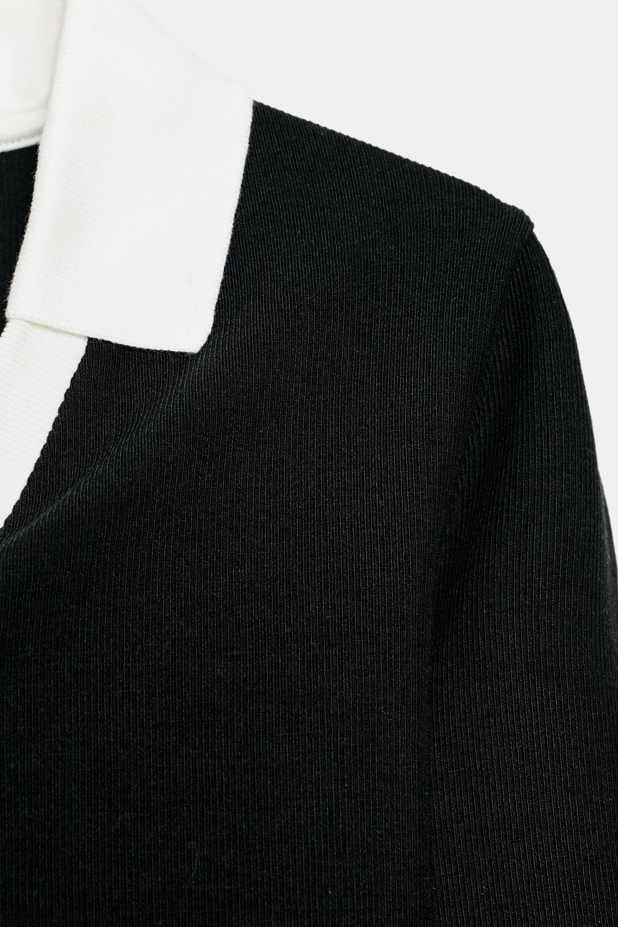 CONTRAST INTERLOCK POLO TOP