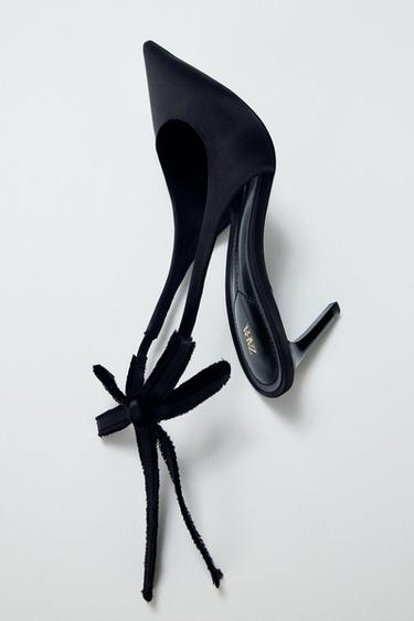 SLINGBACK HEELS WITH BOW - Black by Zara