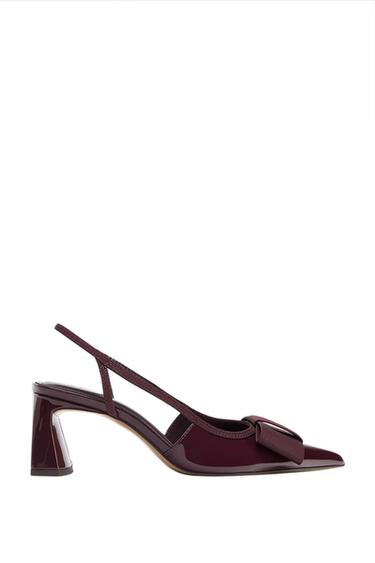 SLINGBACK HEELS WITH BOW - Burgundy Red by Zara