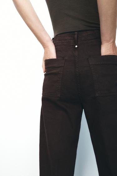 JEANS ZW COLLECTION WIDE LEG TIRO ALTO - Marrón de Zara