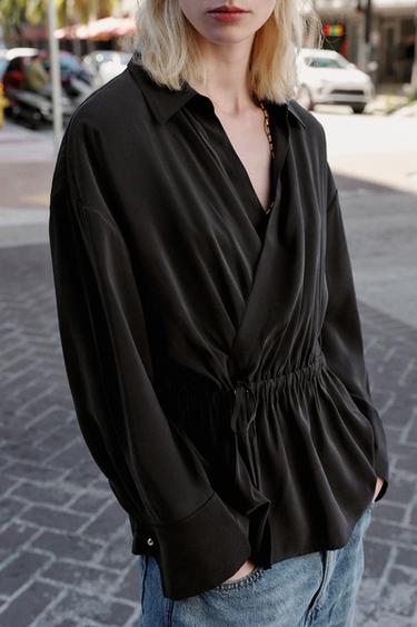 FLOWING SAFARI SHIRT - Black by Zara