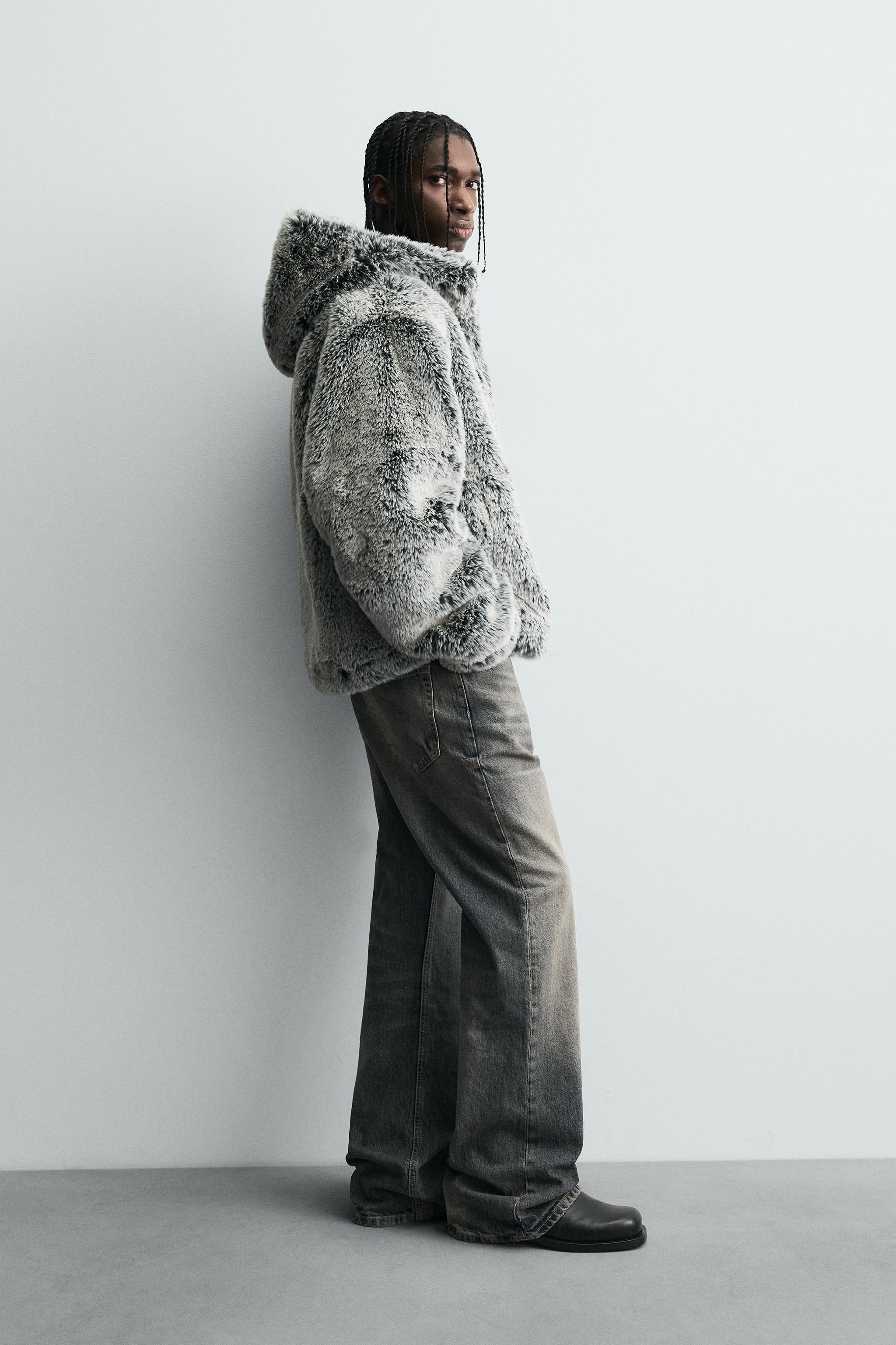 HOODED FAUX FUR JACKET