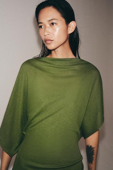 LONG DRAPED DRESS - Green by Zara