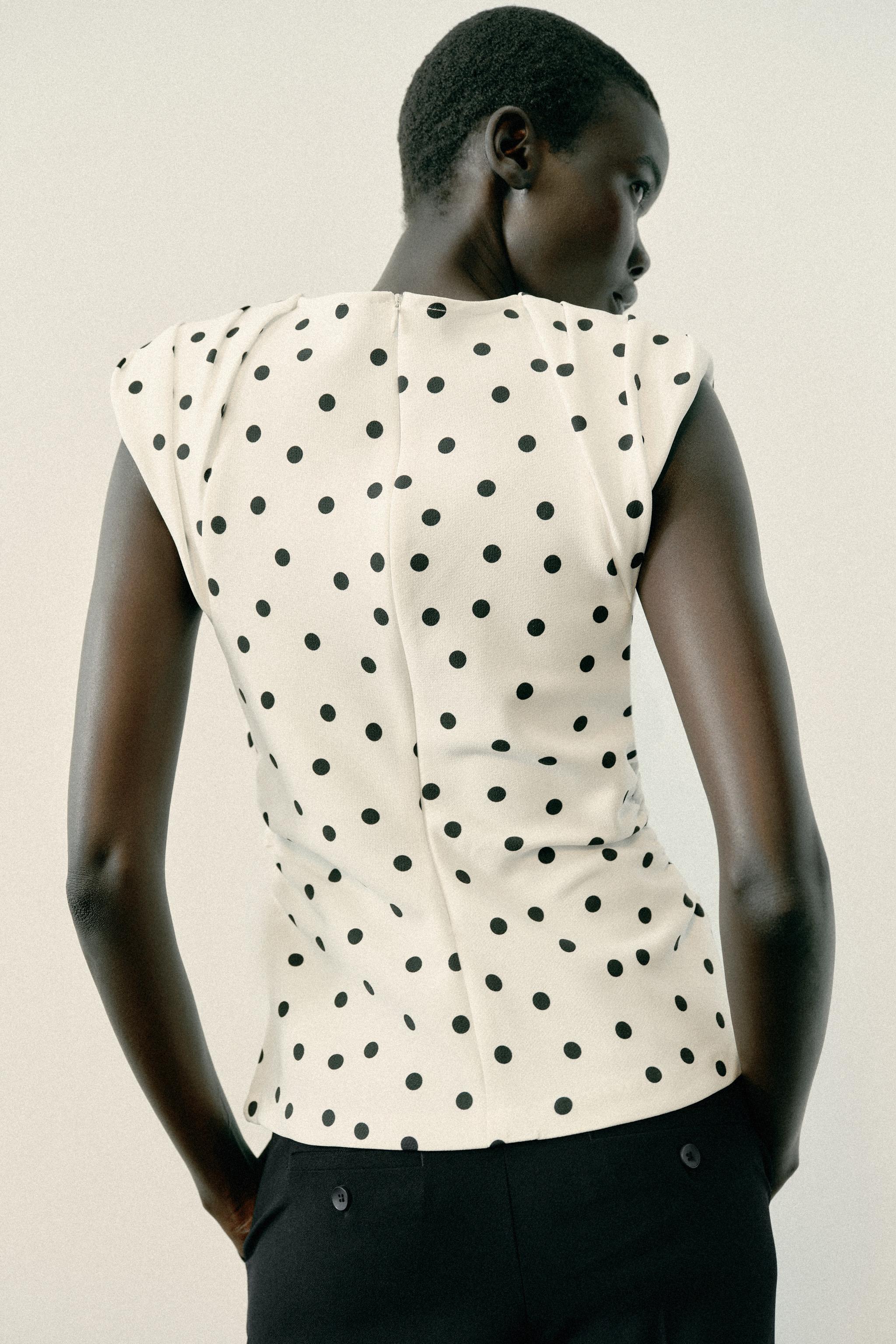 Женские рубашки Zara POLKA DOT SHOULDER PAD TOP — фото 6