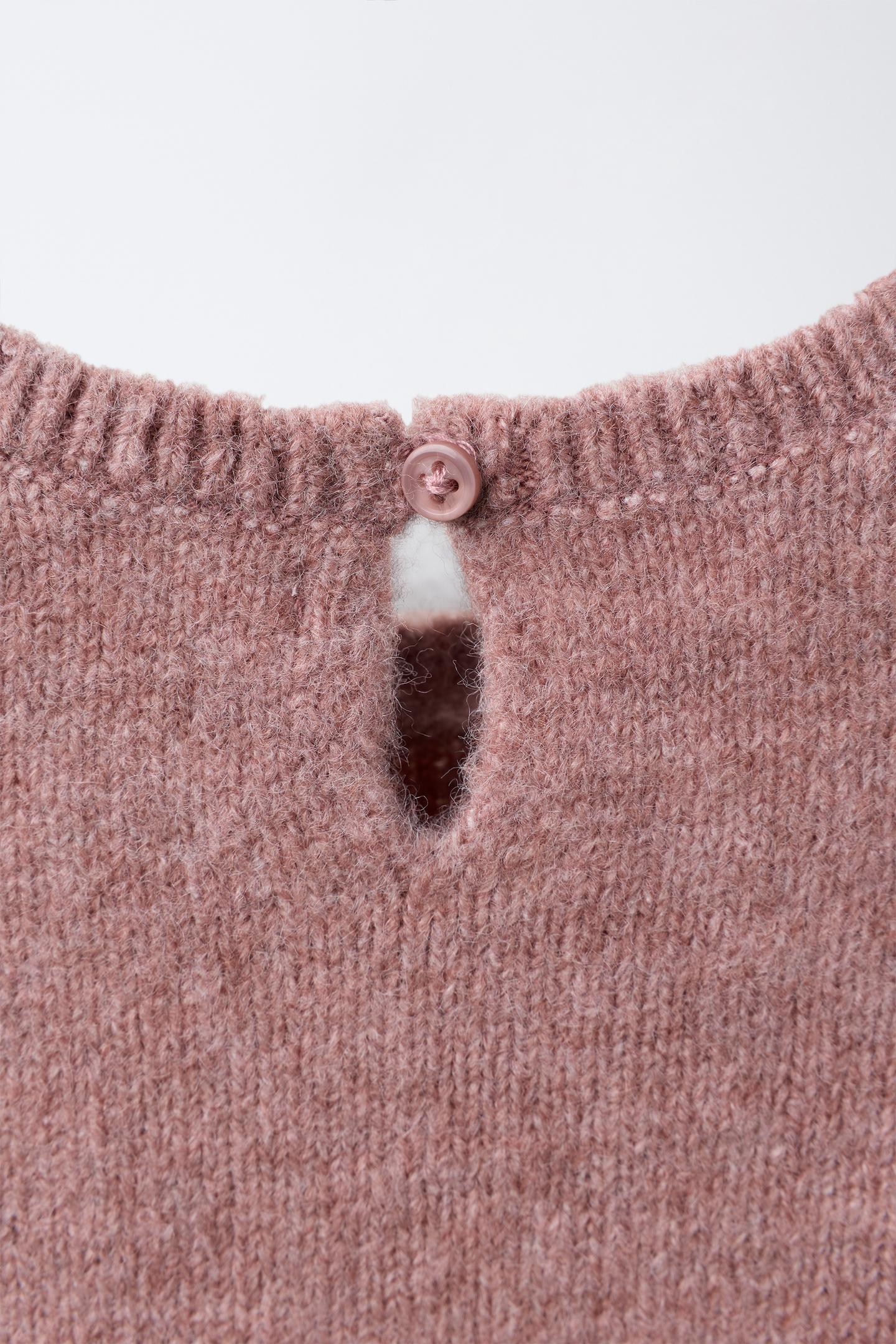 Детский свитер Zara Embroidered Floral Knit, цвет: Розовый — фото 4