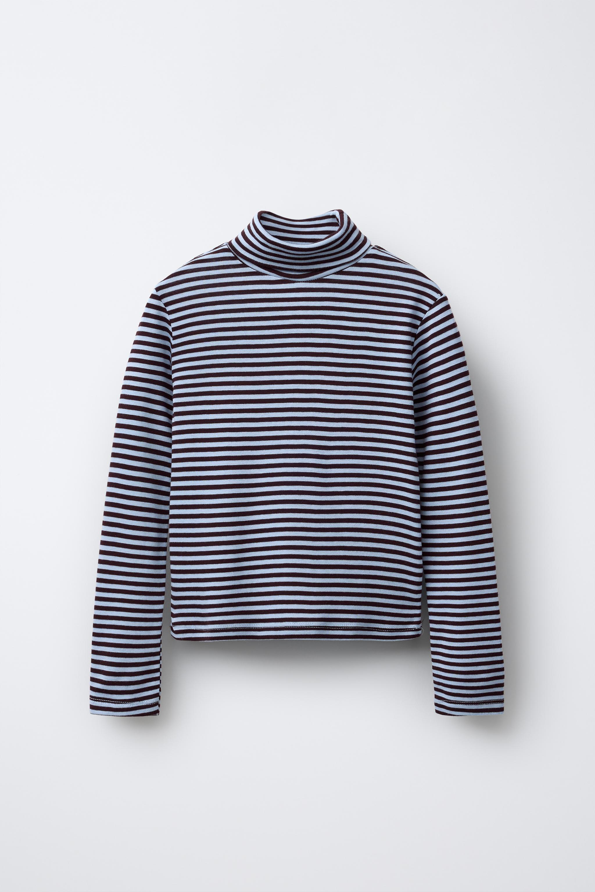 BENSIMON® X ZARA ストライプ柄タートルネックTシャツ - 空色 | ZARA