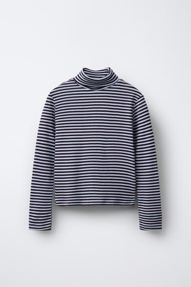 BENSIMON ® X ZARA STRIPED TURTLENECK T-SHIRT - Sky blue by Zara