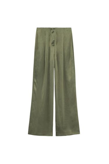 SATIN FULL LENGTH TROUSERS WITH DART DETAILS