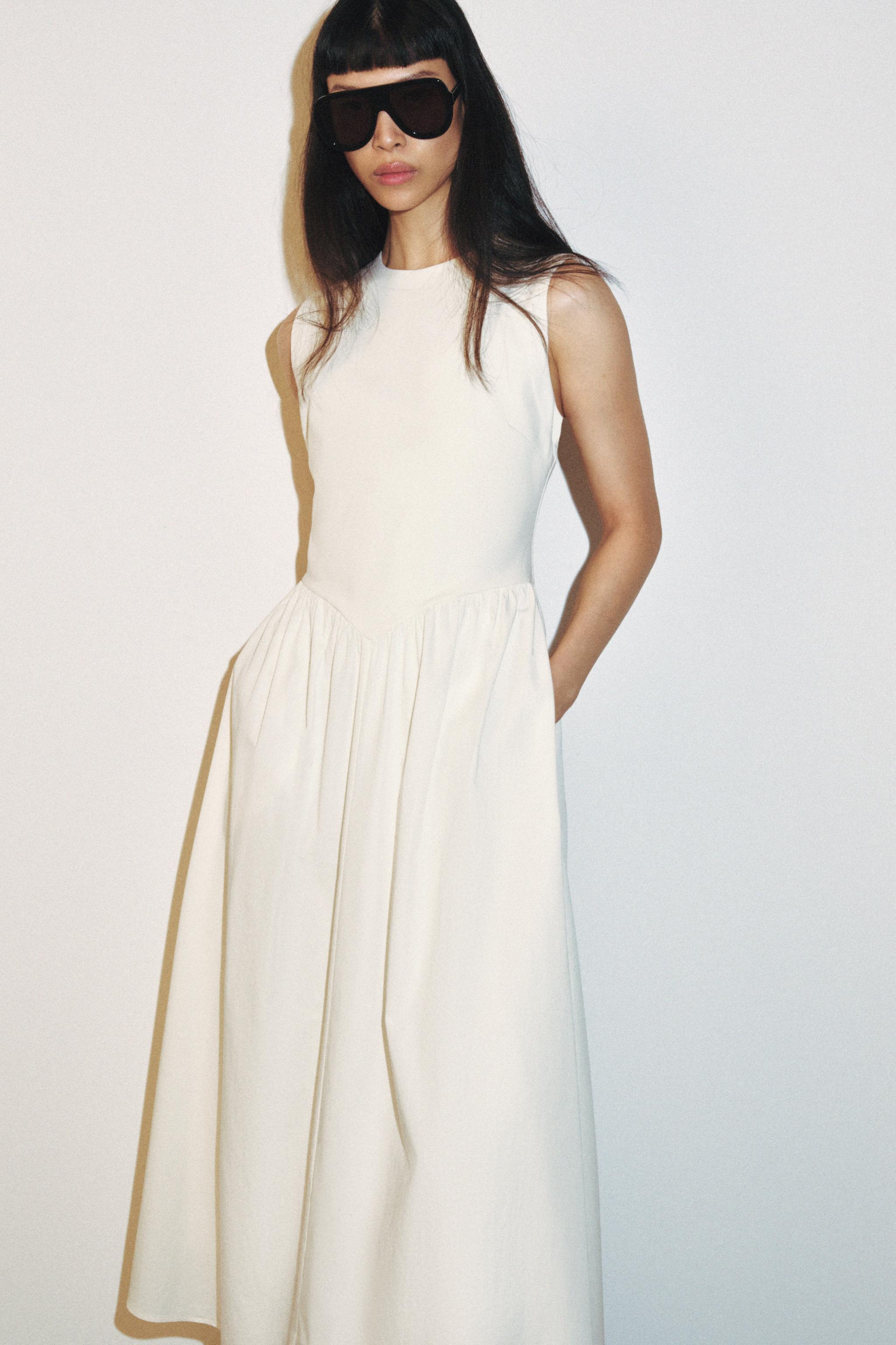 COMBINATION MIDI DRESS - Ecru | ZARA United States