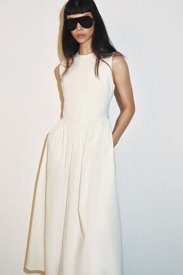 CONTRAST MIDI DRESS - Ecru by Zara - Image 2