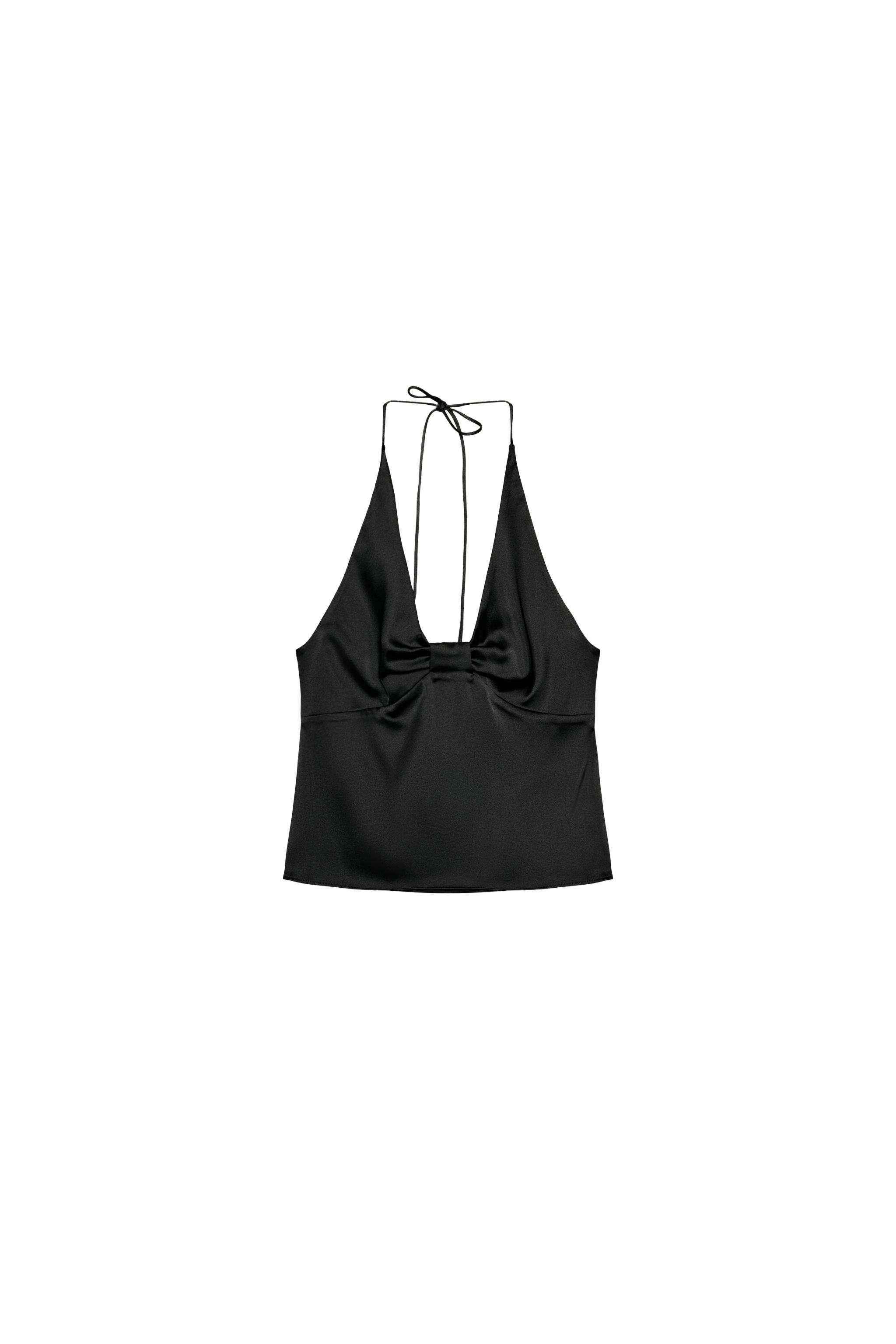 SATEN HALTER TOP