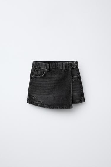 DENIM BERMUDA SKIRT - Black by Zara