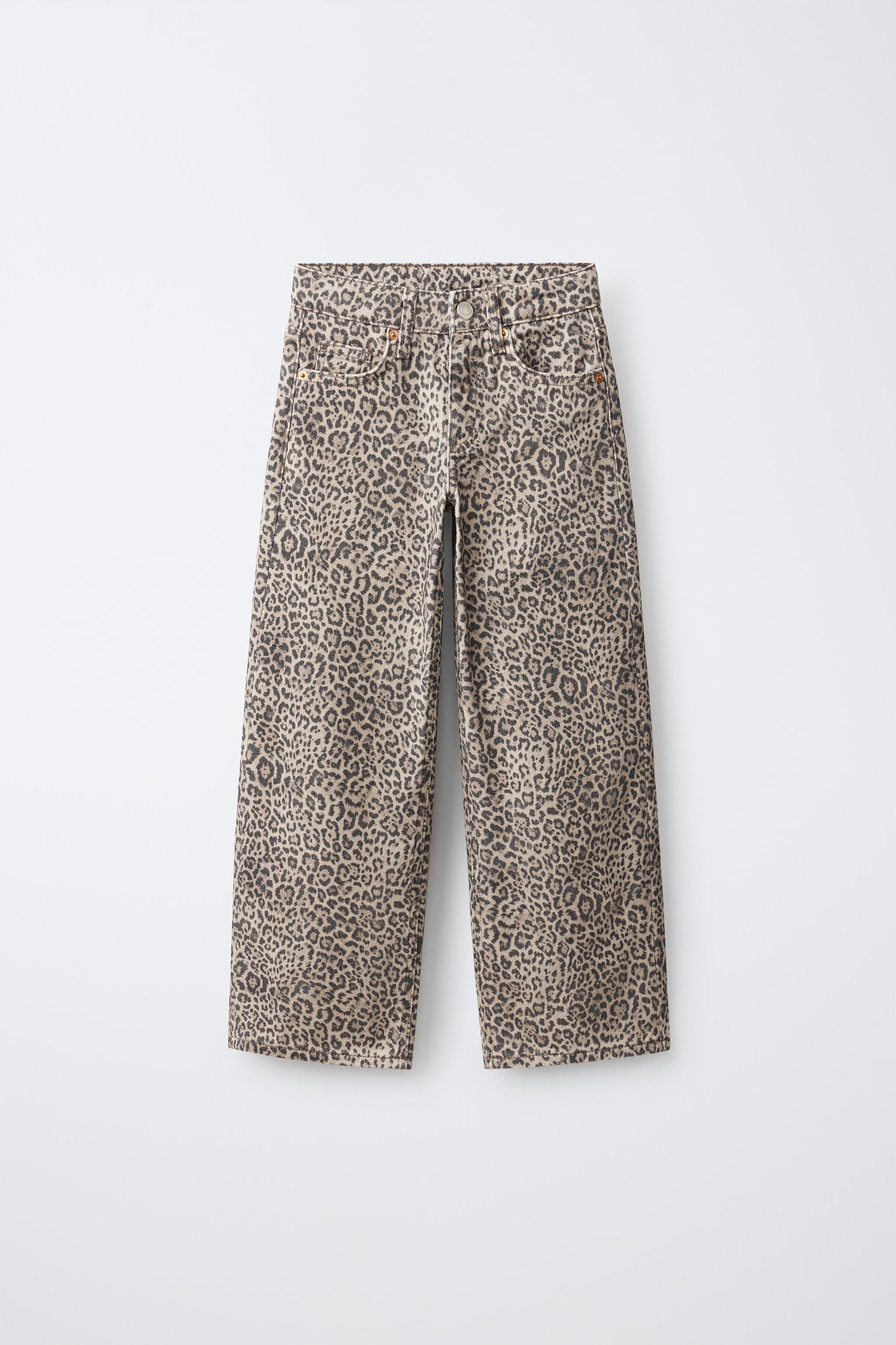 ANIMAL PRINT WIDE-LEG JEANS
