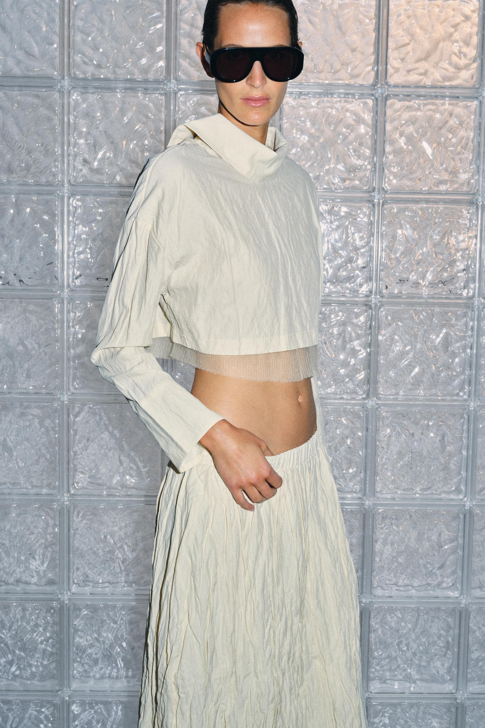 WRINKLED KNIT MIDI SKIRT