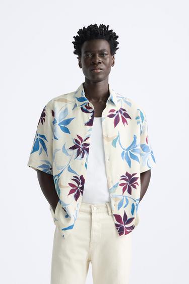 CAMISA ESTAMPADO FLORAL - Morado de Zara